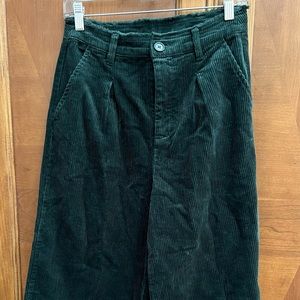 Green Corduroy Wide Leg Pants